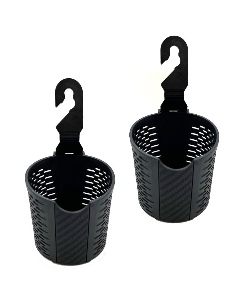 JAVOedge (2 PACK) Over the Back Car Seat Headrest Hanging Mount Universal Cup Holder for Interior Storage Organizer, Black