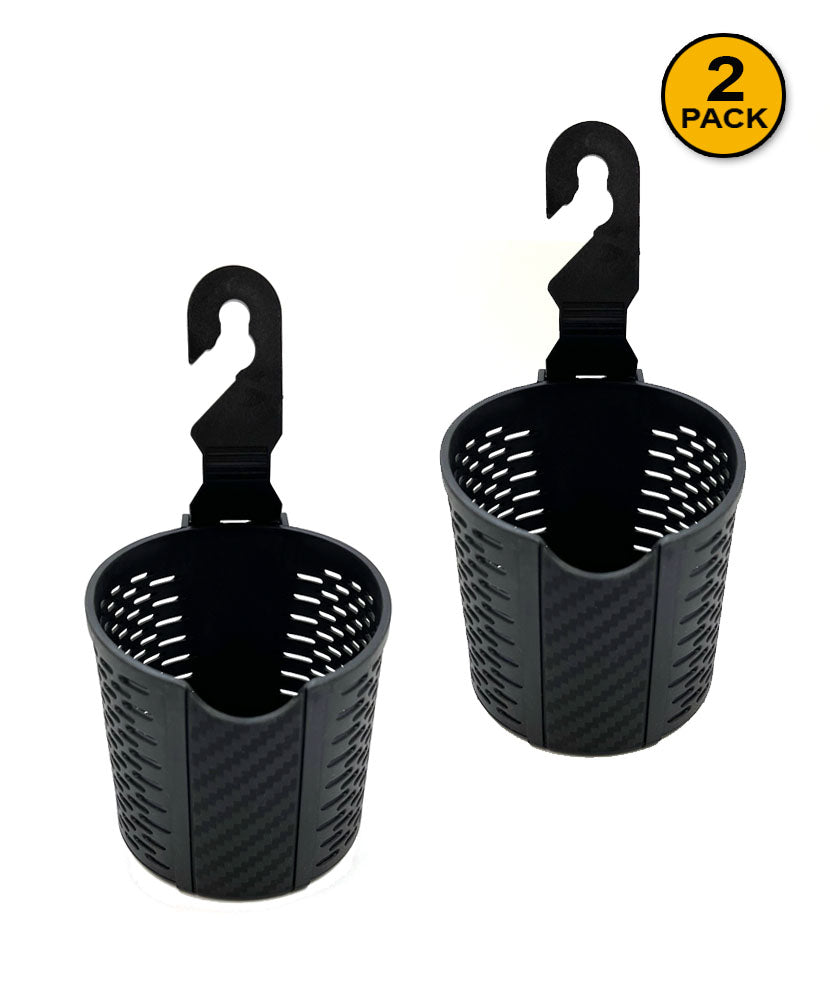 JAVOedge (2 PACK) Over the Back Car Seat Headrest Hanging Mount Universal Cup Holder for Interior Storage Organizer, Black