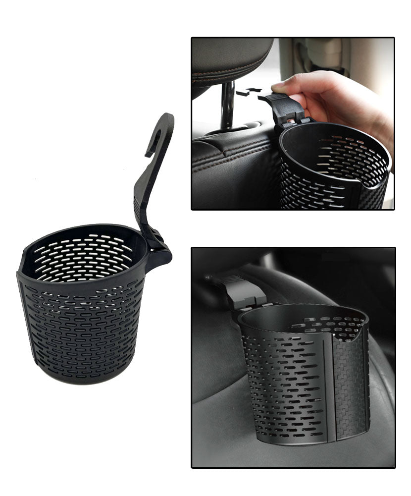 JAVOedge (2 PACK) Over the Back Car Seat Headrest Hanging Mount Universal Cup Holder for Interior Storage Organizer, Black