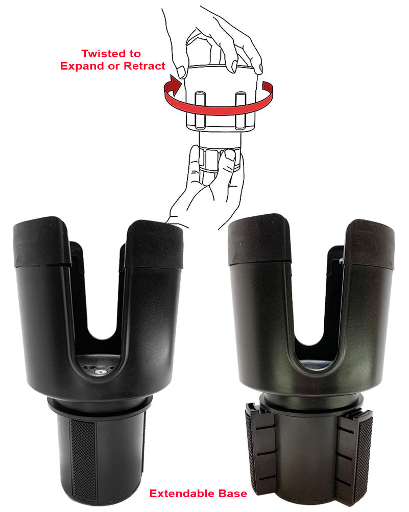 JE Car Cup Holder Expander Adapter with Adjustable Base, Fits Most Bottles up to 3.8 Inch - Hydro Flasks Large 32/40oz, Yeti, "