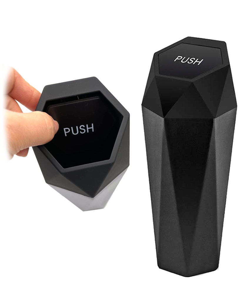 JAVOedge Car Trash Can Storage with Push Open Lid (2 PACK) Diamond Shaped Design to Fit Existing Car Cup Holders