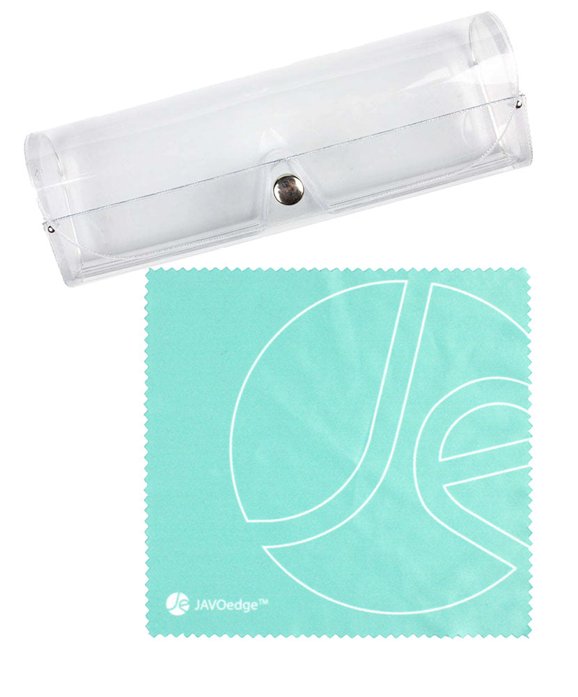 (4 PACK), JAVOedge Clear Color Plastic Transparent Eyeglass Reading Glass Case with Soft Microfiber Cloth