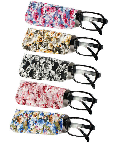 JAVOedge Floral Pattern Extra Large Clam Hard Shell Protective Oversized Curved Sunglasses / Eyeglasses Case with Cloth