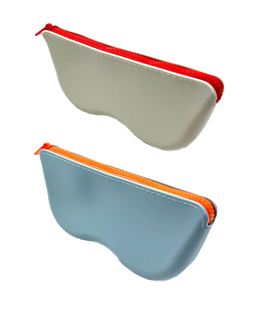 (2 PACK) JAVOedge Premium Smooth Silicone Medium Size Zipper Closure Eyeglass Case Fits Most Glasses for Men and Women