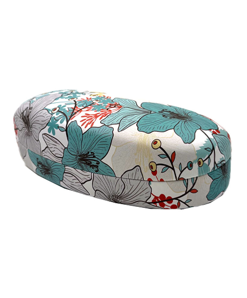 JAVOedge Floral Pattern Extra Large Clam Hard Shell Protective Oversized Curved Sunglasses / Eyeglasses Case with Cloth
