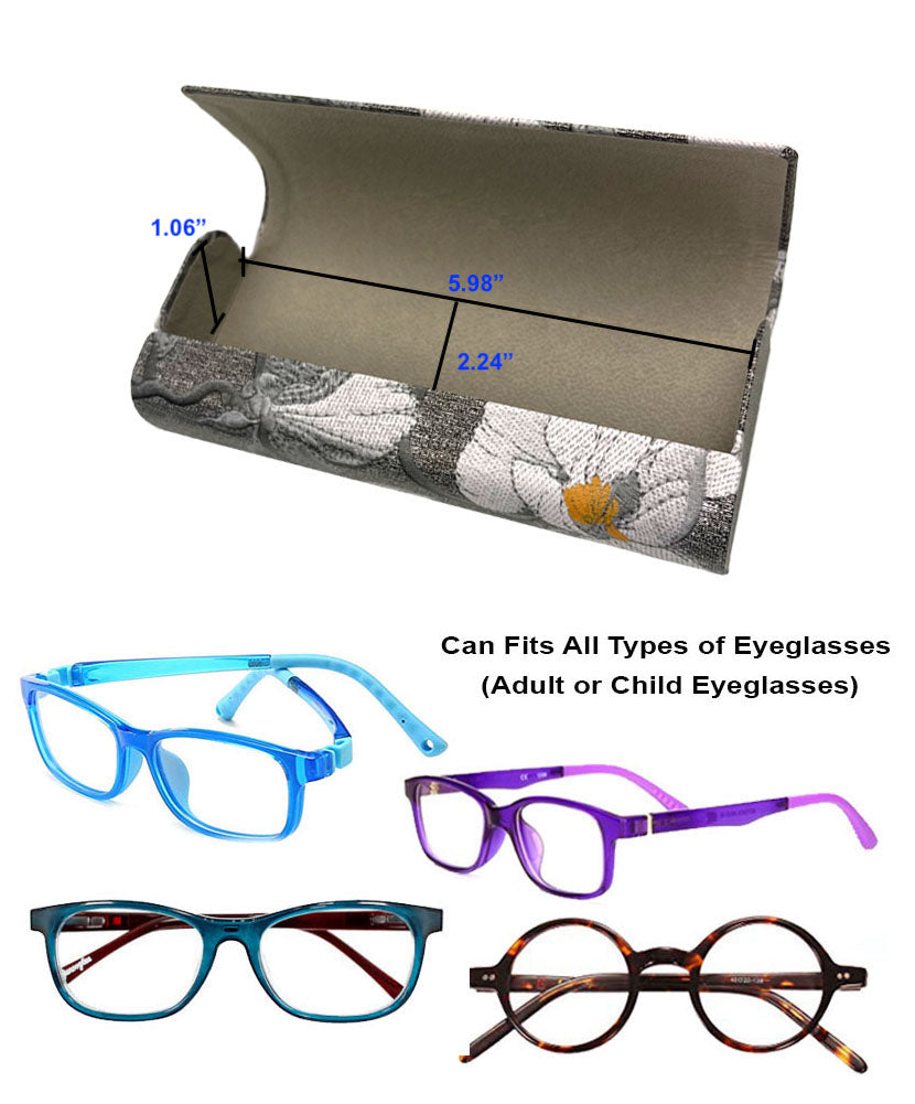 (3 PACK), JAVOedge Multi-Color Floral Slim Protective Semi Hard Eyeglass Storage Case Fits Regular Size Unisex Glasses