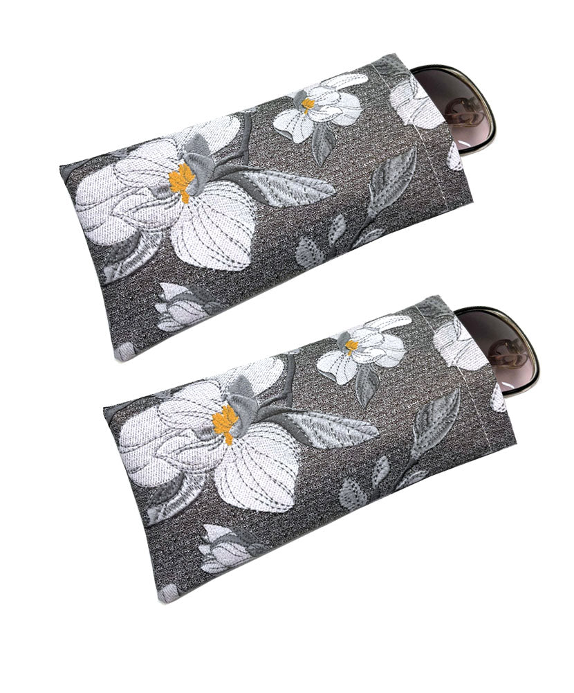 JAVOedge Floral Soft Slip-In Squeeze Closure Eyeglass/Reading Glasses Pouch Case