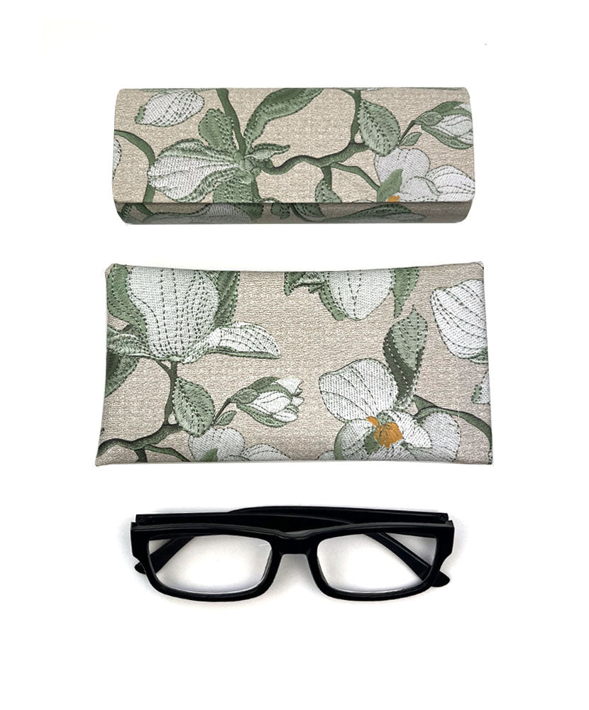 JAVOedge Floral Eyeglass Case and Soft Slip-In Squeeze Closure Eyeglass/Reading Glasses Pouch Case Matching Set