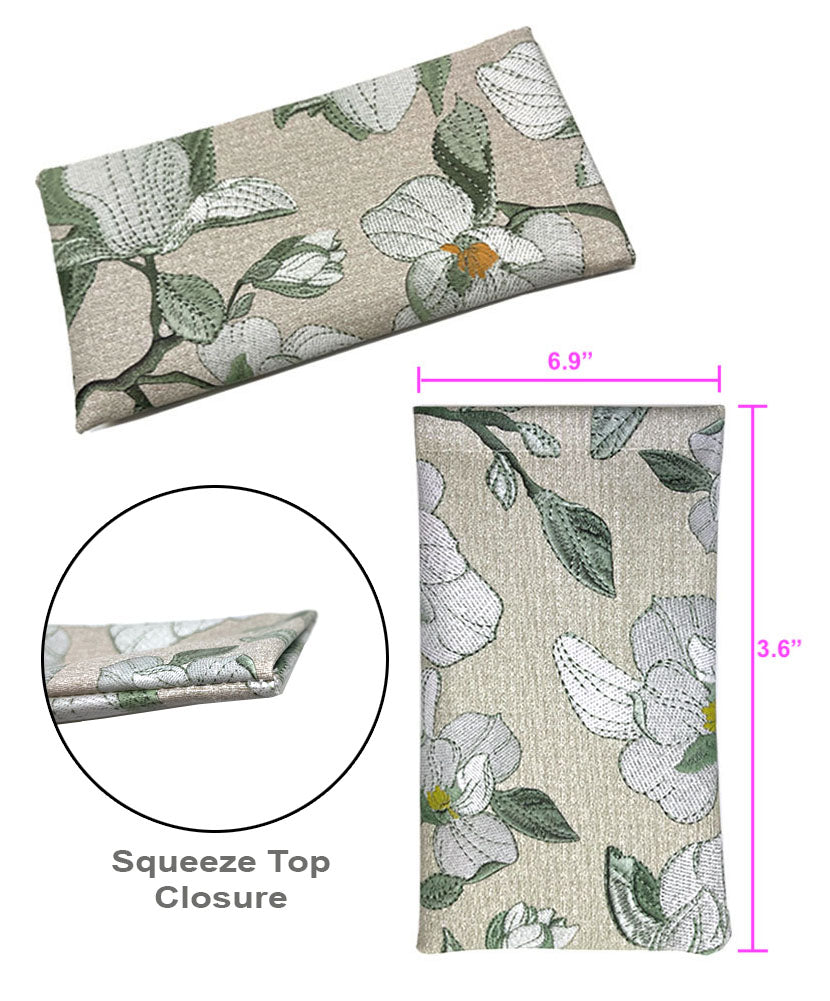 JAVOedge Floral Eyeglass Case and Soft Slip-In Squeeze Closure Eyeglass/Reading Glasses Pouch Case Matching Set