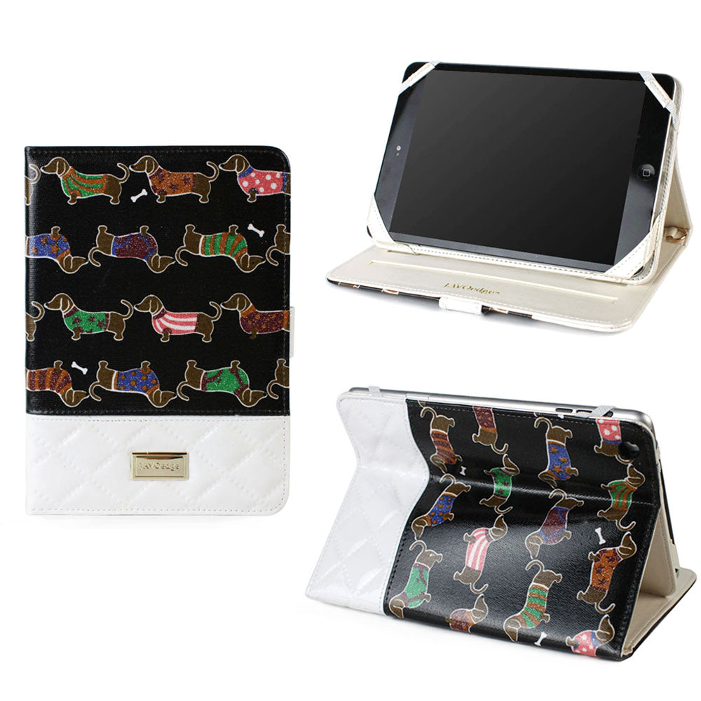 JAVOedge Quilted Dachshund Folio Case for the Apple iPad Mini (Black)