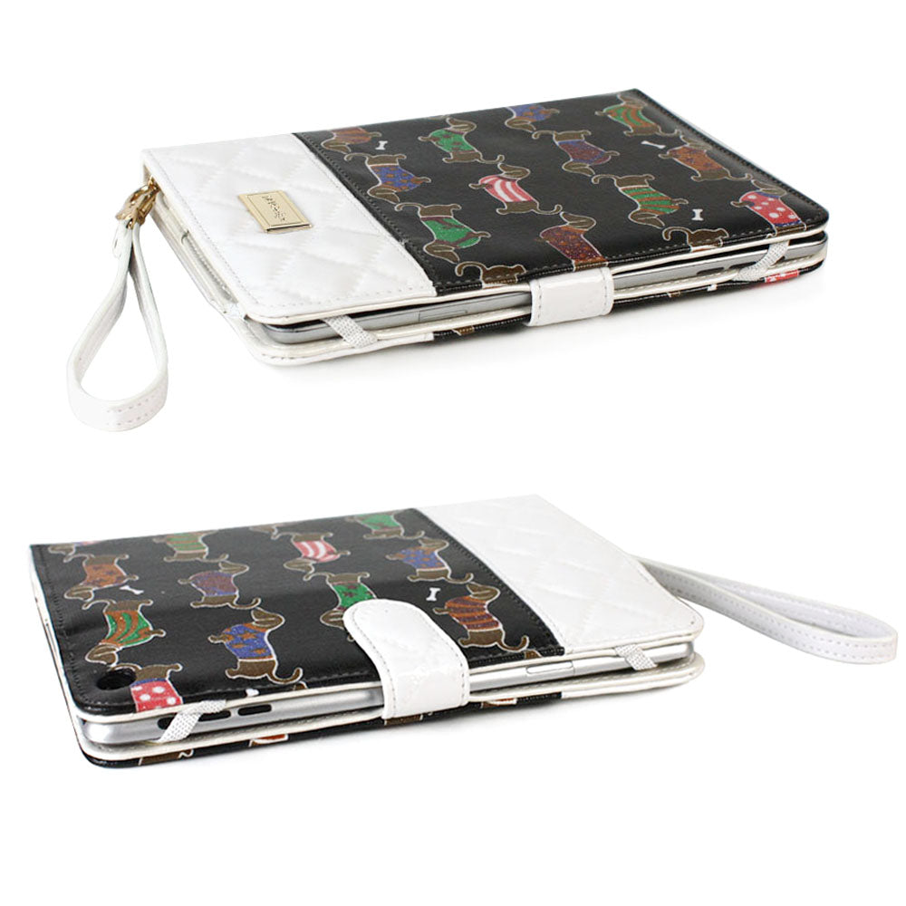 JAVOedge Quilted Dachshund Folio Case for the Apple iPad Mini (Black)