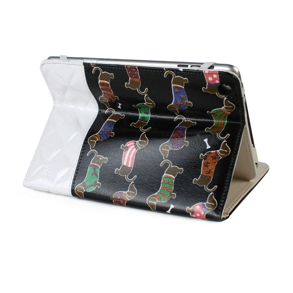JAVOedge Quilted Dachshund Folio Case for the Apple iPad Mini (Black)