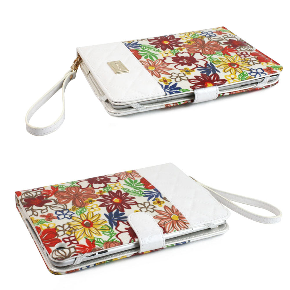 JAVOedge Quilted Spring Blossom Folio Case for the Apple iPad Mini (Black)