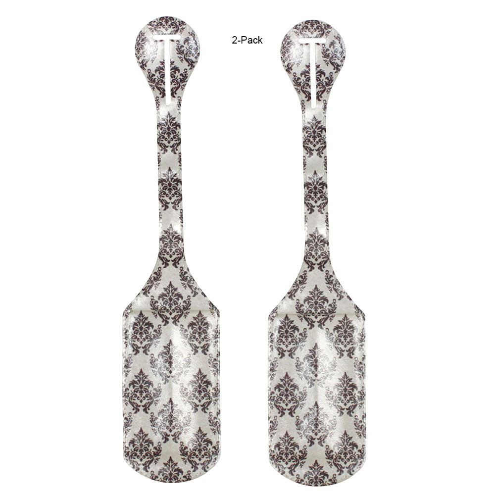 JAVOedge 2 Pack Brown Baroque Pattern Stylish Luggage Tags with Adjustable Strap for Carry On, Luggage, Travel