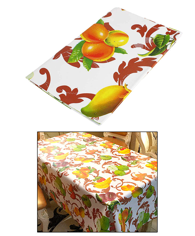 JAVOedge Floral Fruit Print Water Resistant Table Cloth + Metal Flower Table Weights 4 Pack for Picnic, Outdoor, BBQ