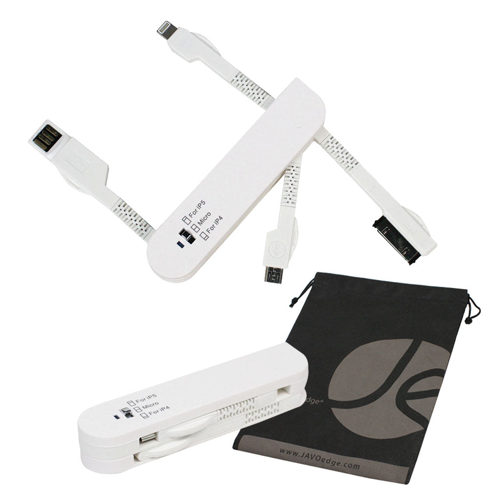 JAVOedge 3 in 1 Swiss Army Style Foldable Charging Cable for Apple Lightning, 30 Pin, and Micro USB