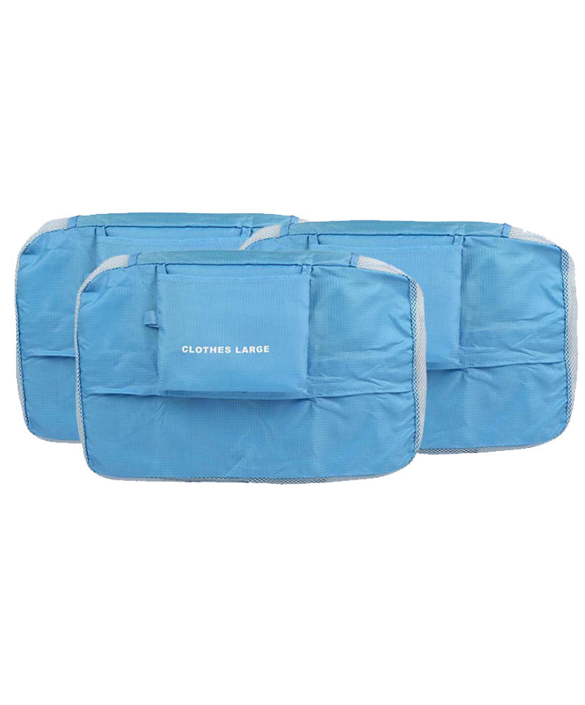 JAVOedge Blue 3 Piece Bundle Nylon Travel Packing / Home Storage Organizer Cubes (Small, Medium, Large)