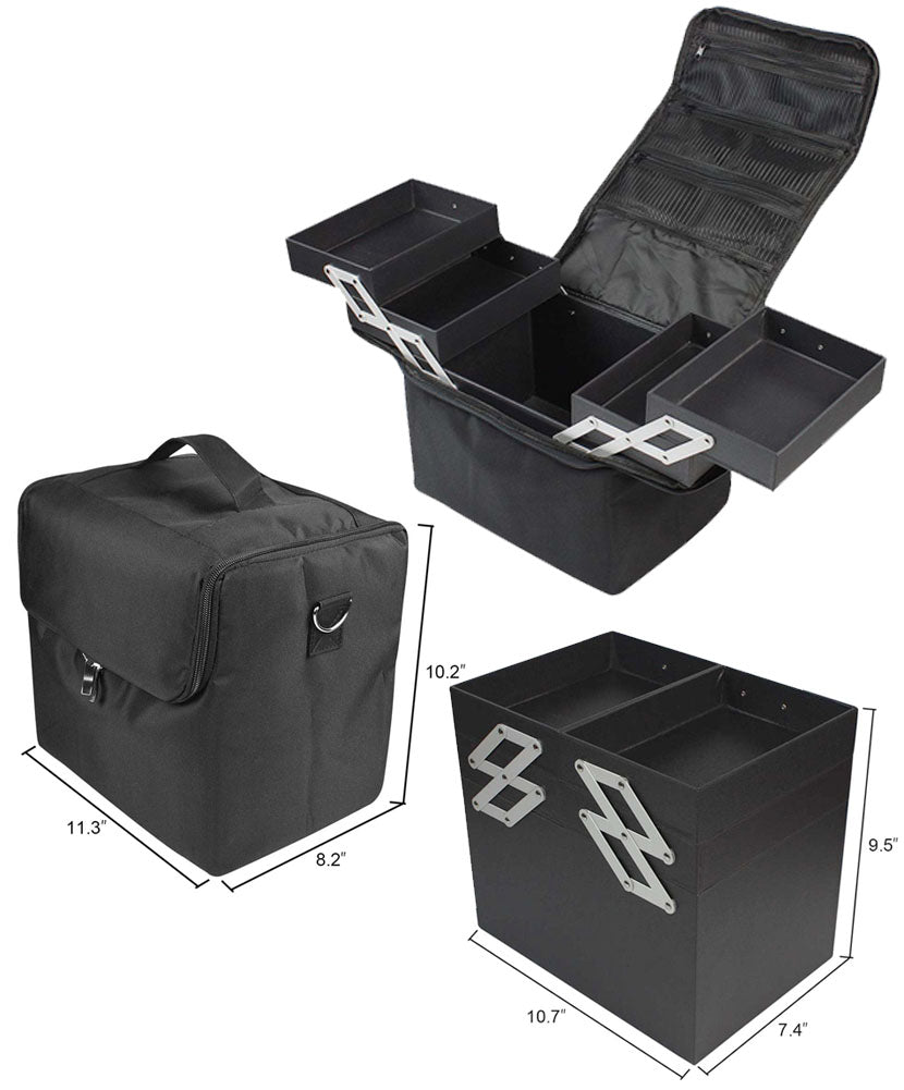 JAVOedge Professional Portable Makeup Cosmetic Organizer Box, Includes a Carrying Strap and Fold Out 4 Storage Trays