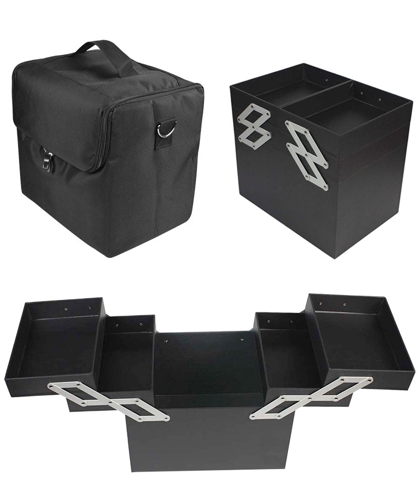 JAVOedge Professional Portable Makeup Cosmetic Organizer Box, Includes a Carrying Strap and Fold Out 4 Storage Trays