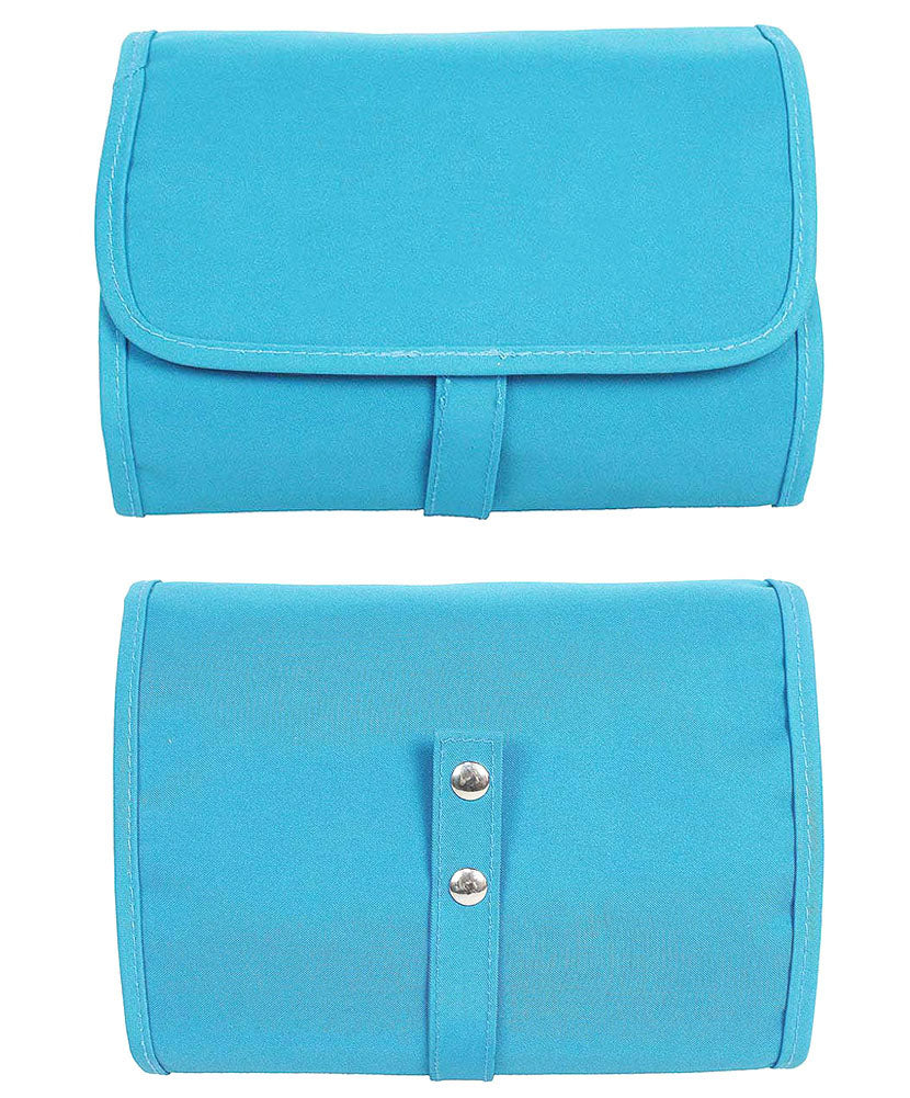 Hanging Roll up Toiletry Holder with Multiple Detachable Compartments (Blue)