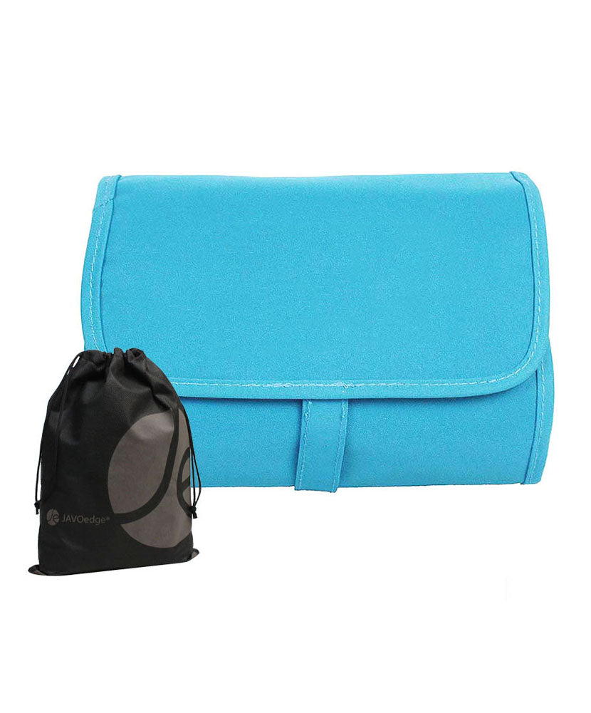 Hanging Roll up Toiletry Holder with Multiple Detachable Compartments (Blue)