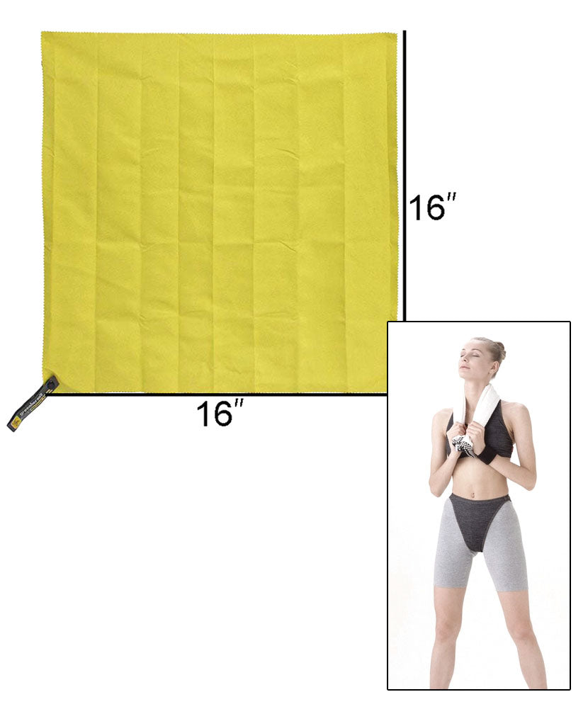 JAVOedge Compact Roll Up Green Travel Wash Cloth / Towel (15.7"x15.7")