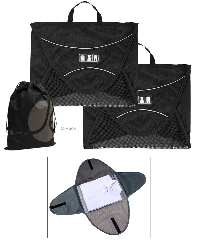 JAVOedge 2 Pack Foldup Shirt Packing Case for 3-4 Shirts for Vacation, Luggage, Work