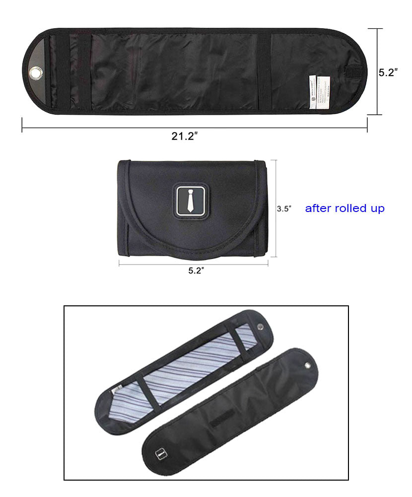 JAVOedge Black Roll Up Tie Storage Zipper Case for Luggage, Work, Transport