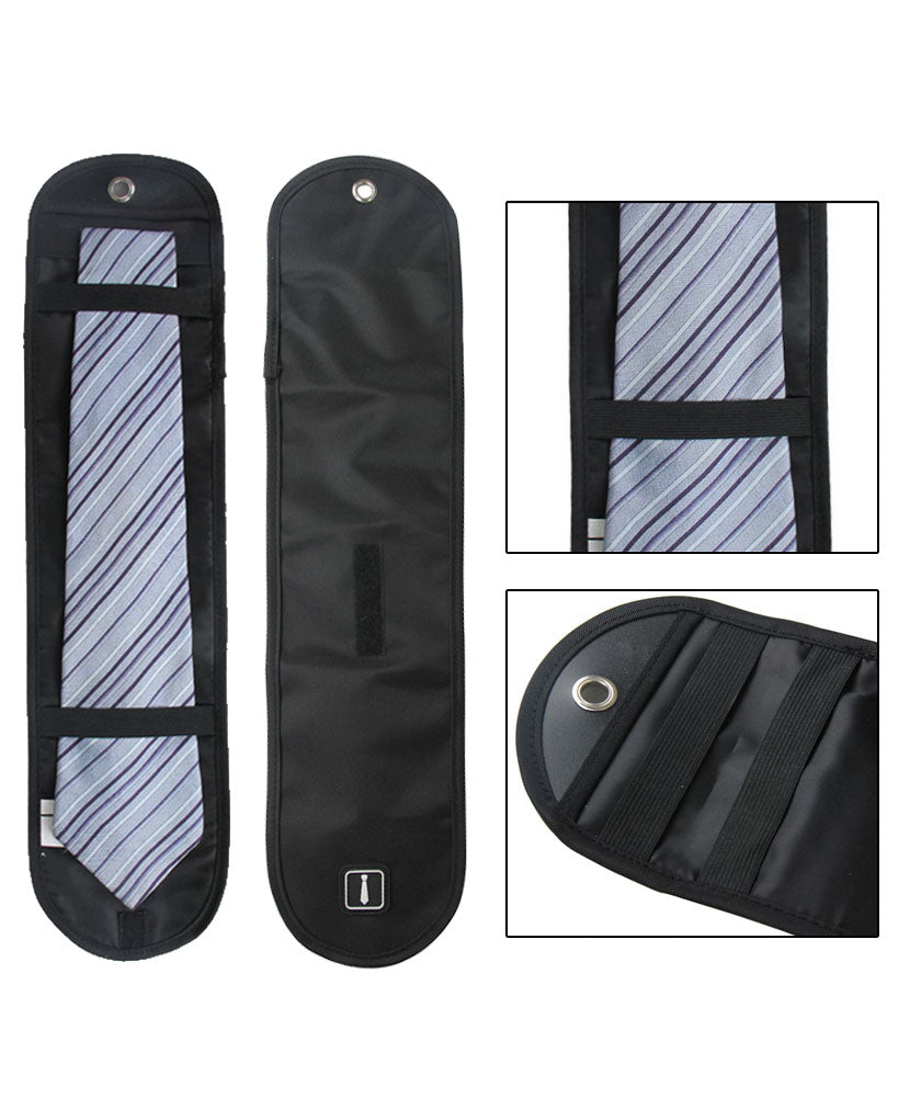 JAVOedge Black Roll Up Tie Storage Zipper Case for Luggage, Work, Transport