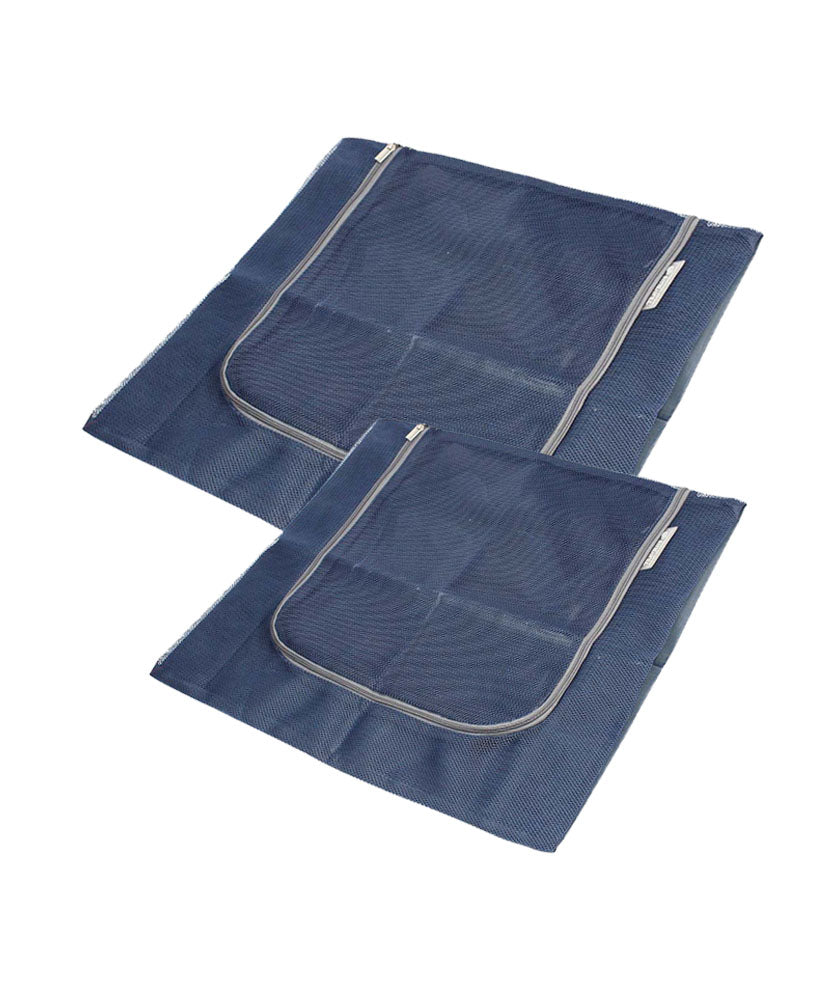 JAVOedge Two Pack Blue Easy Luggage Storage Mesh Packing Cube with Zipper (Large and Medium)