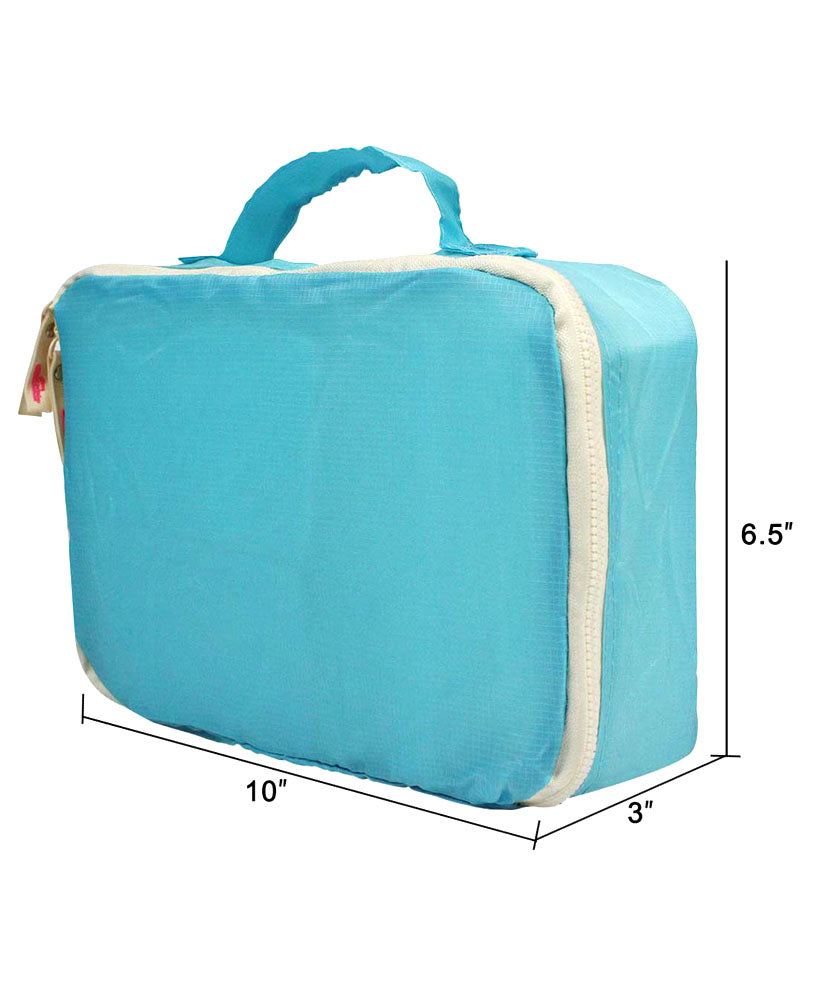 JAVOedge 4 Piece Light Blue Travel Set - Clothing Storage bag, Drawstring Bag, Cosmetic Clutch, and Fanny Pack