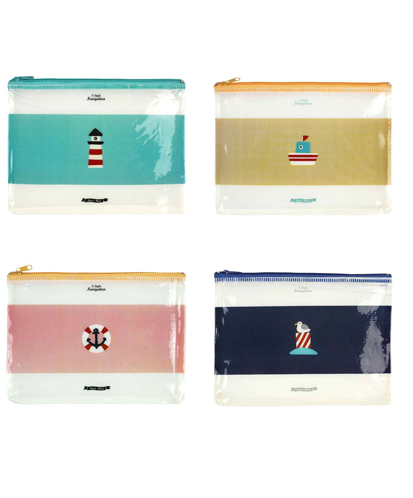 JAVOedge 4 Pack of Easy Storage or Travel PVC Mesh Bags (Blue, Light Blue, Peach, and Pink)