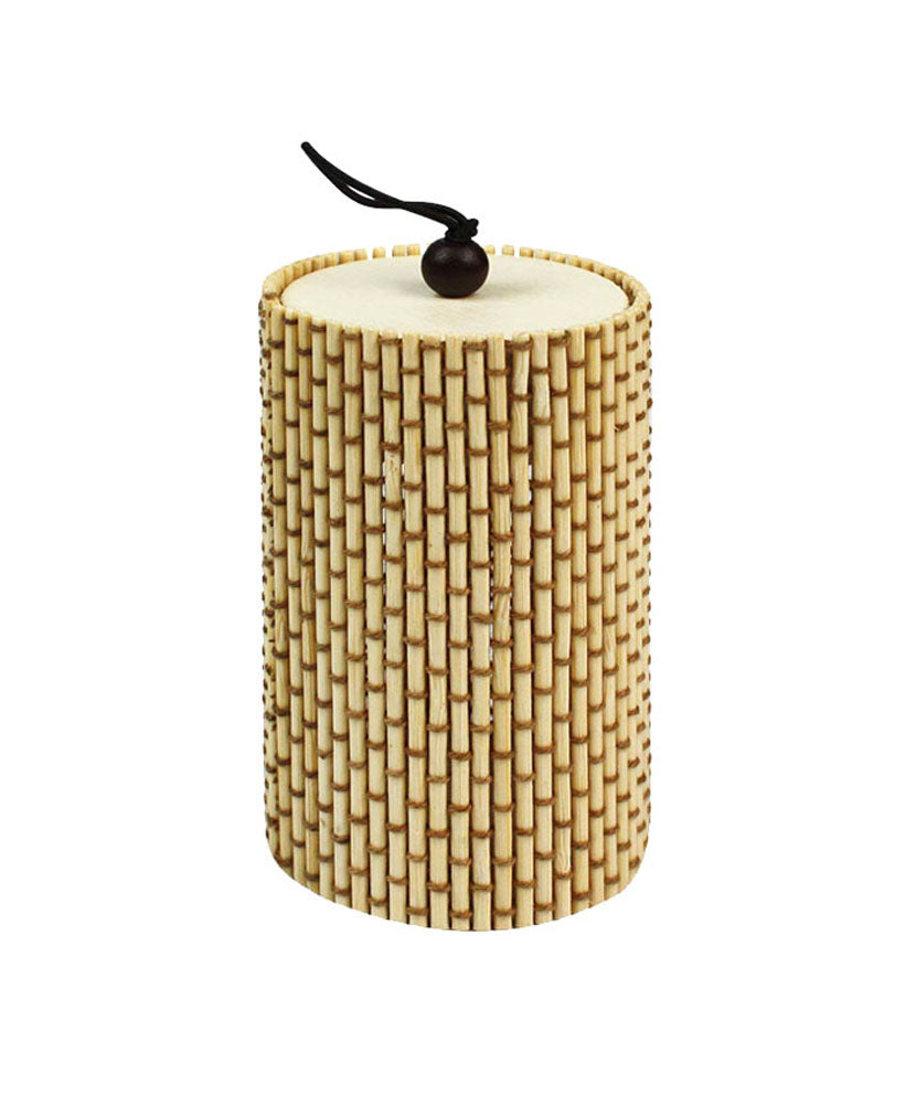 JAVOedge Small Oval Travel Bamboo Jewelry Storage Box with Drawstring Bag