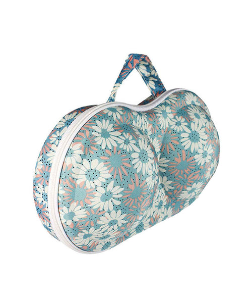 JAVOedge Floral Pattern Fabric Travel Bra Storage Case with Zipper Clo