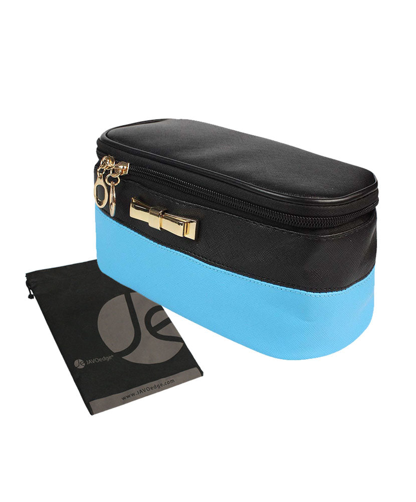 JAVOedge Dual Color Stylish Cosmetic Bag with Double Zipper with Brush Holder