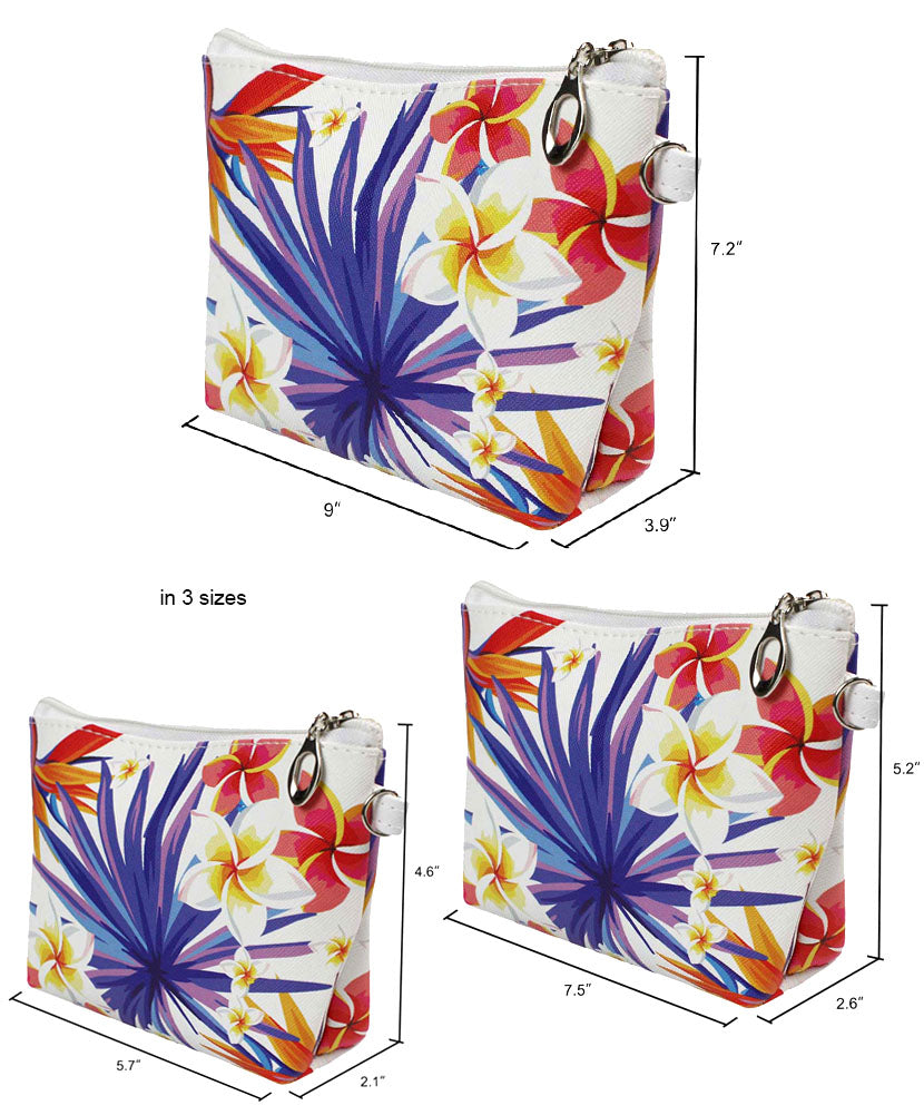 JE Bundle (3 Piece Set) Cosmetic Tropical Bags and (7 Piece Set) Makeup Brush Set with Travel Bag