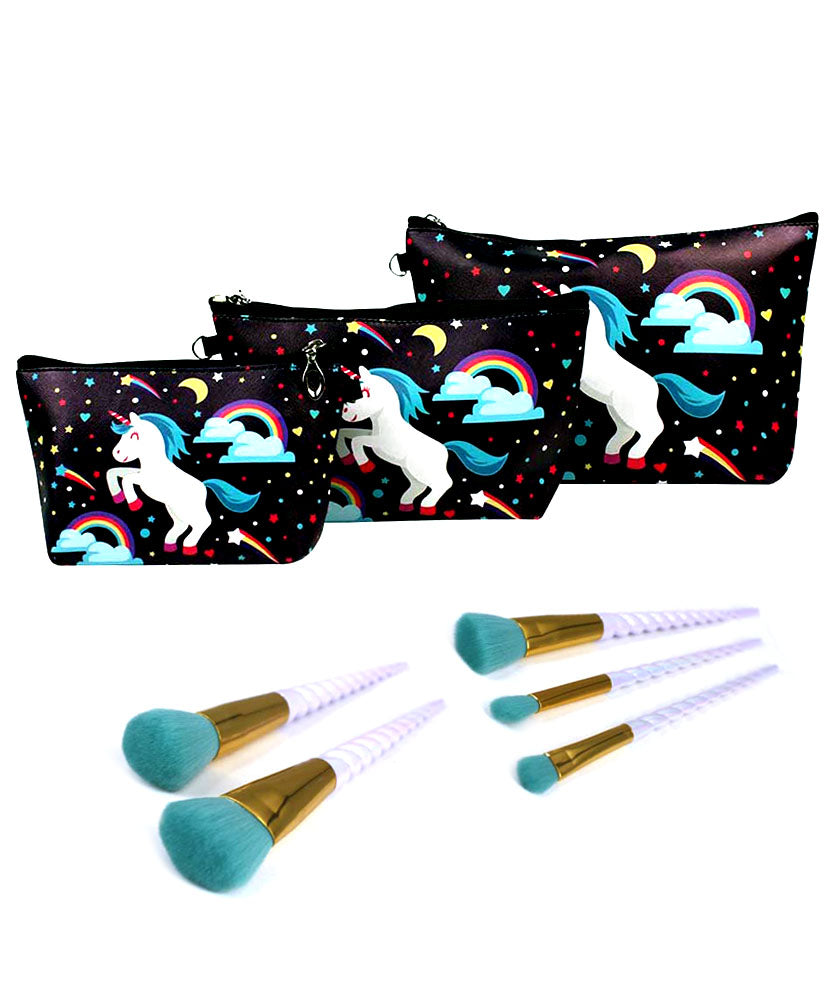 3 PCS SET Unicorn Bag + 5 PCS Unicorn Brush Set