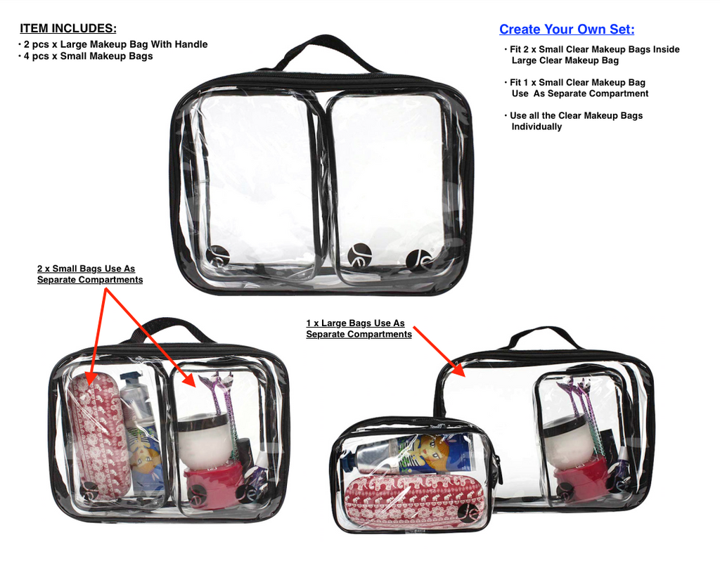 Black (4 PCS) - Small Bag + (2 PCS) - Large Bag