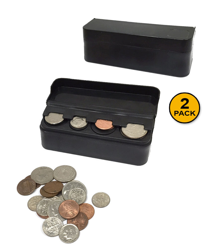 JE (2 PACK) Coin (Quarter, Dimes,etc) Change Holder Storage Sorter Case With Lid for Car, Truck, RV Interior Accessories