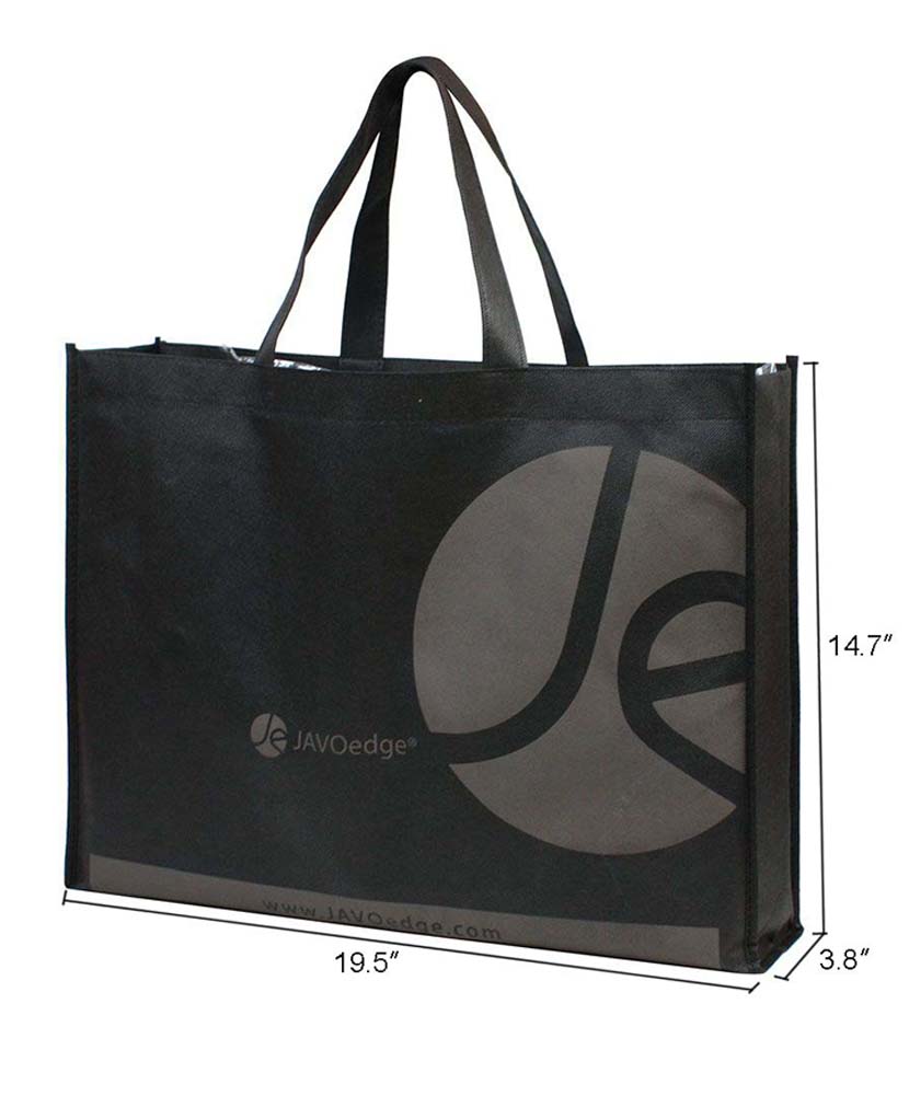JE (5 PACK) Basic Mini Shopping Shoulder Totes Reusable Bag (19.5" x 3.8" x 14.7") for Travel, Grocery, School and Work
