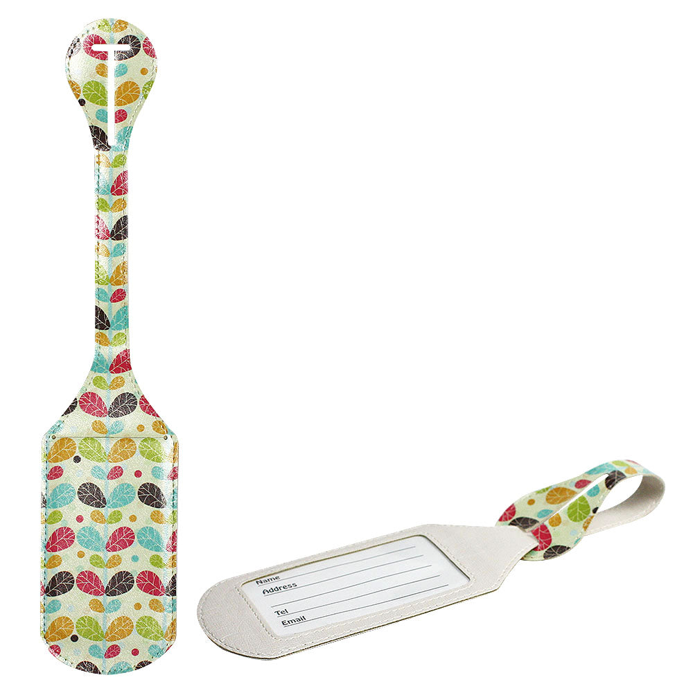 JAVOedge 2 Pack Retro Plant Print Stylish Luggage Tags with Adjustable Strap for Carry On, Luggage, Travel