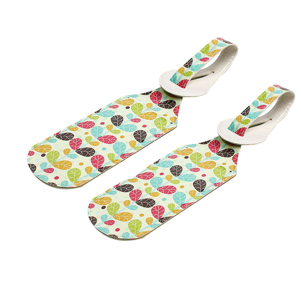 JAVOedge 2 Pack Retro Plant Print Stylish Luggage Tags with Adjustable Strap for Carry On, Luggage, Travel