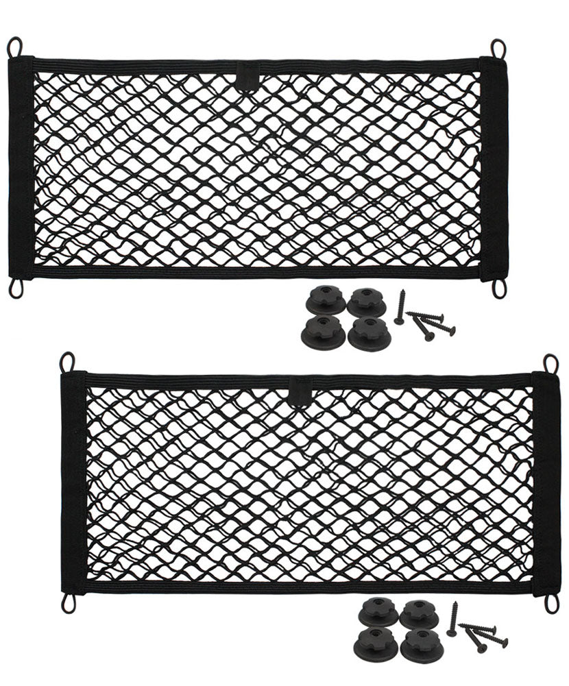 [2 PACK], JAVOedge Cargo Net For Trunk, RV, Boats Storage Mesh Pocket Net with 4 Mounting Screws and Built-in Hooks
