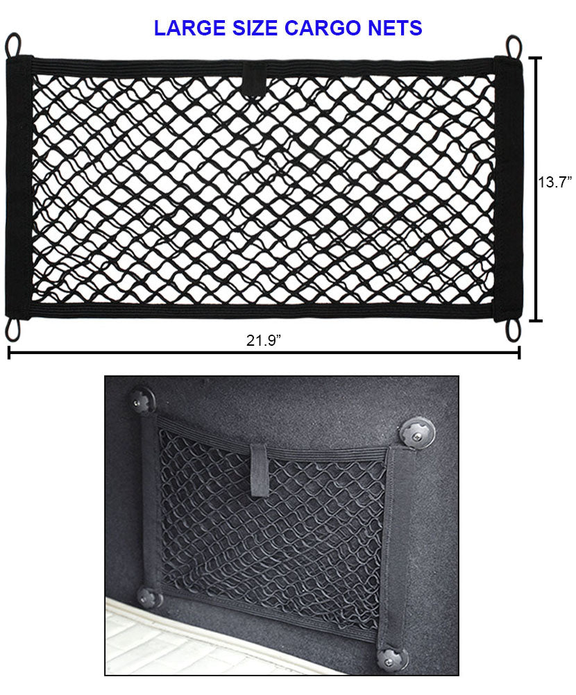 [2 PACK], JAVOedge Cargo Net For Trunk, RV, Boats Storage Mesh Pocket Net with 4 Mounting Screws and Built-in Hooks