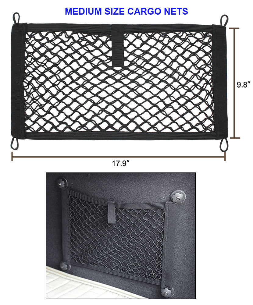[2 PACK], JAVOedge Cargo Net For Trunk, RV, Boats Storage Mesh Pocket Net with 4 Mounting Screws and Built-in Hooks