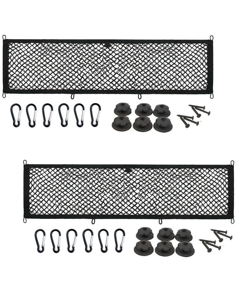 [2 PACK], JAVOedge Cargo Net For Trunk, RV, Boats Storage Mesh Pocket Net with 4 Mounting Screws and Built-in Hooks