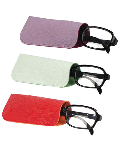 [3 PACK], JAVOedge Colorful Soft Slip In Squeeze Closure Eyeglass / Reading Glasses Pouch Case