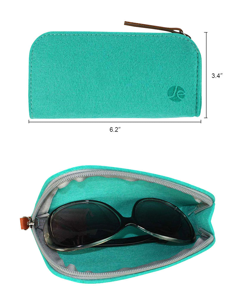 [5 PACK], JAVOedge Soft Zipper Felt Adult Reading Eyeglasses Storage Case for Men or Women with Microfiber Cloth