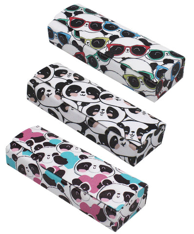 [2 PACK], JAVOedge Multi-Color Cute Cat Face Printed Hard Clamshell Eyeglass Storage Case with Microfiber Cloth