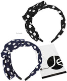 JAVOedge Polka Dot 2 Pack Korean Style Large Bow Headband (Black and Blue)